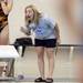 A Lincoln swim coach shouts to a swimmer during a race at the Washtenaw Interclub Swim Conference championships at Skyline High School on Thursday, July 25, 2013. Melanie Maxwell | AnnArbor.com